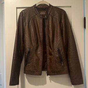 Sebby Dark Brown Moto Leather Jacket